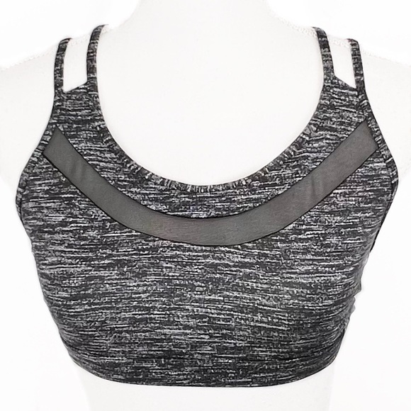 Victoria's Secret VSX Sport Gray White Black Burnout Strappy Mesh Workout Bra S - Picture 2 of 5